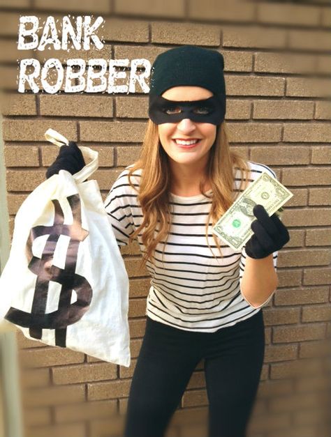 9 Last Minute Costume Ideas Creative Halloween Costumes Diy, Diy Couples Costumes, Diy Halloween Costumes For Women, Holloween Costume, Bank Robber, Hallowen Costume, Last Minute Costumes, Diy Halloween Costumes Easy, Homemade Costumes