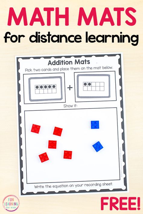 Use these addition and subtraction mats for a simple, hands-on math activity that students can do at home with supplies they already have! Perfect for kindergarten and first grade math! Math Mats Kindergarten, First Grade Math Activities, Simple Subtraction, Remote Teaching, Teaching Addition, Math Mats, Math Subtraction, Virtual Teaching, Classroom Tour