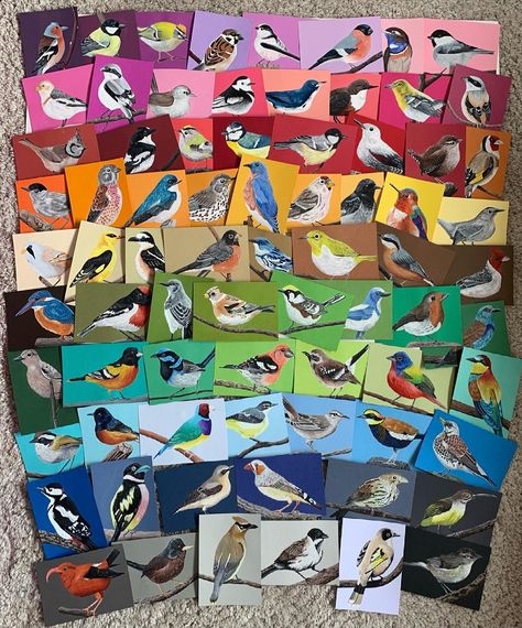 Rachel Jamieson on Instagram: “All 75 of the little birds finished 🎉 These will be available in my Etsy shop on Wednesday!! . #painting #paint #gouache…”