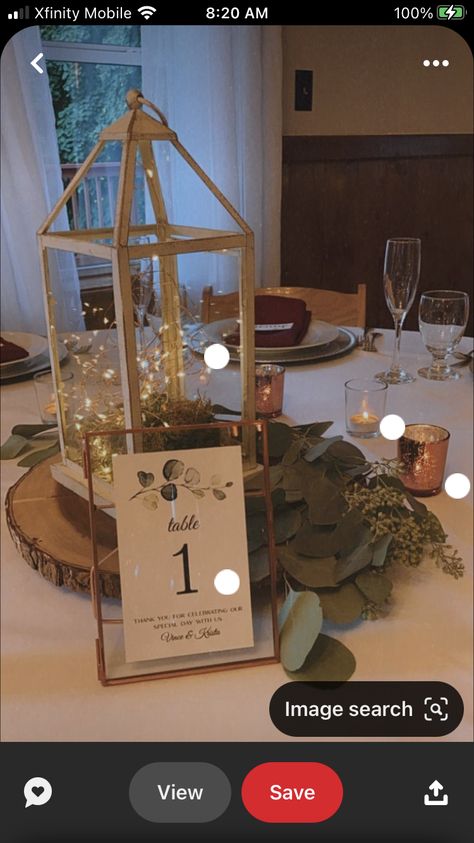 Mercury Votives, Round Table Centerpieces, Rustic Forest Wedding, Eucalyptus Centerpiece, Round Wedding Tables, Lantern With Fairy Lights, Lantern Centerpiece Wedding, White Lantern, Table Lanterns