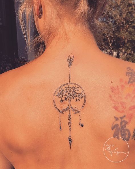 Unalome Tree Of Life Tattoo, Tree Of Life Tattoo Feminine Back, Tree Of Life Unalome Tattoo, Tree Of Life Back Tattoo Women, Tree Of Life Spine Tattoo, Tree Of Life Dream Catcher Tattoo, Fine Line Tree Of Life Tattoo, Tree Of Life Tattoo Feminine Small, Tree Of Life Tattoo For Women