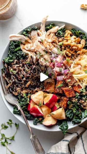 Jess Larson | PWWB on Instagram: "autumn grain bowl season is the best season. 🥰 

this is all-time favorite fall lunch, she’s super meal prep friendly, layered with fall flavors, & totally texture-loaded! if you already know it, friendly reminder that it’s that time of year again...and if you’re new to it, get ready to get obsessed! 🍂⁠
⁠
✨comment “RECIPE” & i’ll send the clickable link to your inbox✨ & don’t forget to follow @playswellwithbutter for more cozy eats!⁠
⁠
https://playswellwithbutter.com/autumn-grain-bowls/⁠
⁠
#grainbowl #fallflavors #saladgoals #mealpreplunch #healthydinner #autumnrecipes ⁠🎥: @themindfulhapa⁠" Fall Lunch, Grain Bowls, Grain Bowl, Instagram Autumn, Fall Flavors, Lunch Meal Prep, Friendly Reminder, Autumn Flavors, Best Seasons