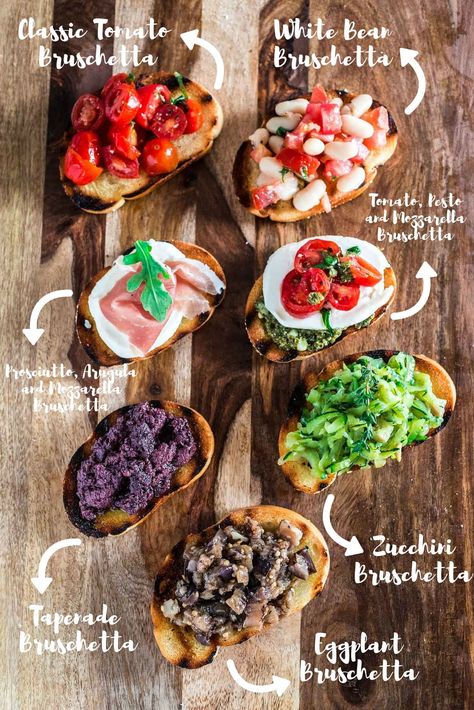 Party Food Bars, Bruschetta Bar, God Mat, Dinner Appetizers, Deilig Mat, Tapenade, Lunch Menu, Appetizers For Party, Types Of Food