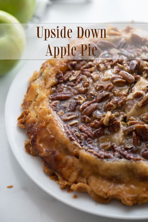 This Upside Down Apple Pie is a delicious way to celebrate Fall. The best part...no crust making skills are necessary to make this gorgeous pie. It turns out perfect every time. via @cmpollak1 Upside Down Apple Pie, Sweet Corn Pudding, Thanksgiving Favorites, Sour Cream Biscuits, Making Apple Pie, Apple Pie Recipe Easy, Pumpkin Smoothie, Easy Apple Pie, Thanksgiving Dinner Recipes