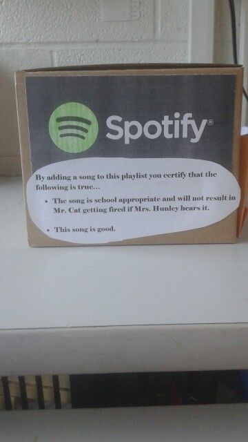 I have students put a song suggestion in the box and add it to a writers workshop Playlist on spotify Teacher Suggestion Box Ideas, Classroom Spotify Playlist, Suggestion Box Ideas Schools, Music Classroom Decor High Schools, Teaching Aesthetic High School, Classroom Decor High School History, Teacher Ideas Highschool, Middle School Classroom Decorating Ideas English Language Arts, High School Decorations Classroom