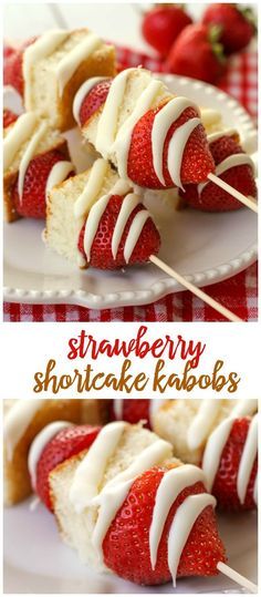 Strawberry Shortcake Kabobs, Fruit Kabobs, Kabob Recipes, Dessert Aux Fruits, Desserts Vegan, White Icing, Shower Food, Picnic Food, Snacks Für Party