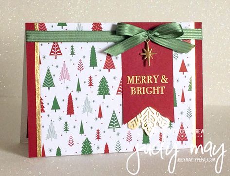 Stamped Christmas Cards, Simple Christmas Cards, Homemade Christmas Cards, Stampin Up Christmas Cards, Christmas Card Crafts, Bright Christmas, Be Merry, Diy Christmas Cards, Christmas Holiday Cards