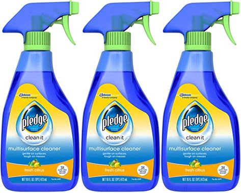 Pledge Multi-Surface Cleaner Spray, Works on Glass Leather, Granite, Wood, Marble, Chrome, Stainless Steel, Quartz, and More, Fresh Citrus, 16 fl oz - Pack of 3 Concrete Cleaner, Leather Granite, Chemical Guys, Disinfectant Spray, Citrus Fragrance, Wood Marble, Mold Remover, Wood And Marble, Diy Flooring