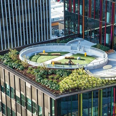 Interior Design Magazine Roof Landscape, Garden Business, Roof Terrace Design, Roof Terraces, Curved Roof, Rooftop Gardens, Architecture Contemporary, Architecture Residential, Roof Gardens