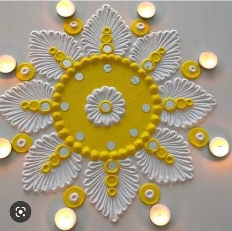 Rangoli New Designs Creative, Navratri Rangoli Design Simple, Beautiful Rangoli Designs Latest Easy, Sathiya Design Rangoli, Easy And Beautiful Rangoli Designs, White Rangoli Design Simple, Easy Rangoli Ideas Simple, Very Easy Rangoli Designs Diwali, Aesthetic Rangoli Designs