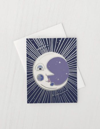 Birthday – Idlewild Co. Indigo Background, Moon Birthday, Stationary Gifts, Birthday Card Design, Gongs, Silver Foil, Egg Shells, Birthday Greetings, Paper Goods