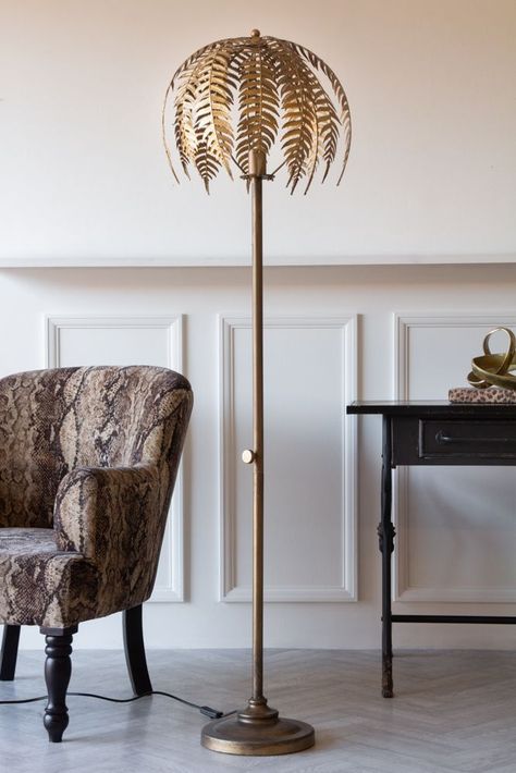 Gold Standing Lamp, Unusual Floor Lamps, Leaf Floor Lamp, Bungalow Renovation, Tree Floor Lamp, Unique Floor Lamps, Rockett St George, Gold Floor Lamp, Fern Leaf