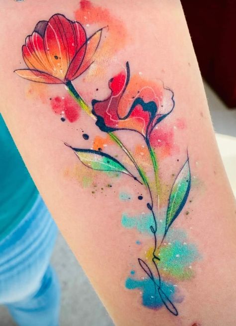 Watercolour Style Tattoo, Galaxy Flower Tattoo, Watercolour Tattoo For Women, Chibi Tattoo, Waterlily Tattoos, Watercolor Tattoos For Women, Floral Watercolor Tattoo, Watercolor Tattoo Sleeve, Watercolor Butterfly Tattoo