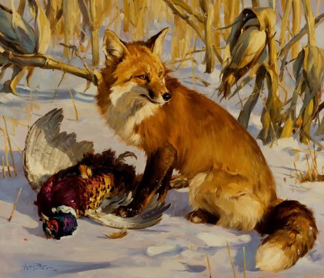 Student Painting, Western Artwork, Fox Painting, Wildlife Artwork, Animal Artwork, Animal Portraits, Wildlife Paintings, Creature Drawings, Fox Art