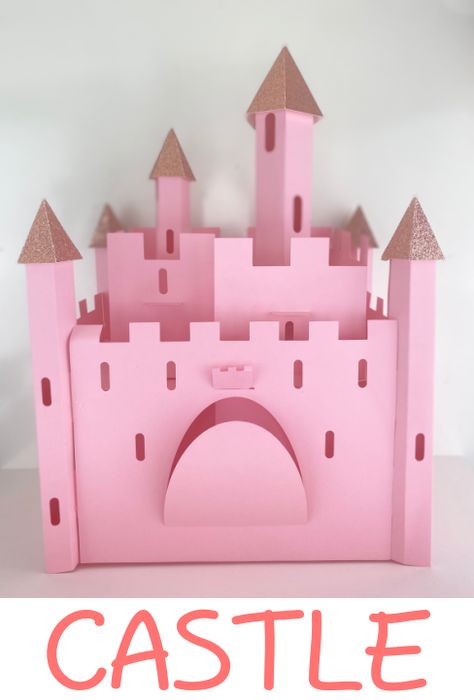 Paper Castle Diy, Paper Castle Template, Paper Castle, Castle Crafts, Cardstock Crafts, Diy Recycled Projects, Pink Castle, Beginner Crafts, Princess Diy