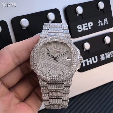 Patek Philippe Iced Out, Iced Watches, Nautilus Watch, Patek Watches, Iced Out Watch, Hip Hop Costumes, Bling Ideas, Blink Blink, Hype Beast