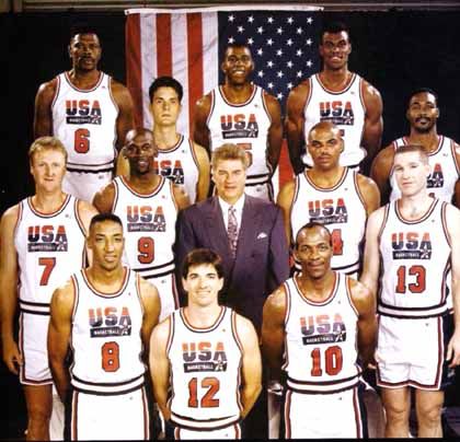 The Dream Team!! "The Dream Team is quite possibly the most legendary basketball team we have ever seen. Indeed, much like the Beatles, there are still things today that we are learning about the group."  " Dream Team 1992, Usa Dream Team, Team Usa Basketball, John Stockton, Olympic Basketball, Sports Pics, Karl Malone, Patrick Ewing, David Robinson