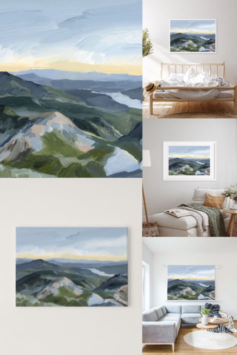 The fine art print of "Peaks and Valleys I" is a reproduction of an original acrylic landscape painting inspired by the diverse and colorful scenery from the viewpoint of Mount Timpanogos in Utah. With sweeping brushstrokes and vibrant colors, this abstract mountain wall art captures the essence of the Utah's iconic Wasatch Mountain Range. This landscape art print showcases a minimalist, impressionist style and is perfect for bringing the beauty of Utah into your home. Mount Timpanogos, Utah Landscape, Colorful Scenery, Peaks And Valleys, Abstract Mountain, Acrylic Landscape, Landscape Paintings Acrylic, Mountain Wall, Mountain Wall Art