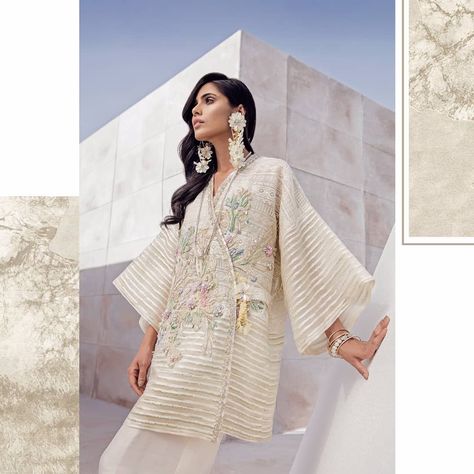 suffuse by sana yasir Minimal Shoot, Suffuse By Sana Yasir, Pakistan Dress, Desi Dress, Luxury Pret, Dress Salwar Kameez, Pakistani Dresses Casual, Embroidered Organza, Wrap Jacket