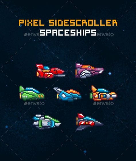 Pixel Sidescroller Spaceships Side Scroller, Shooter Games, Space Games, Low Poly Art, Rpg Maker, Graphic Design Portfolio, Art Background, Vector Background, Space Art