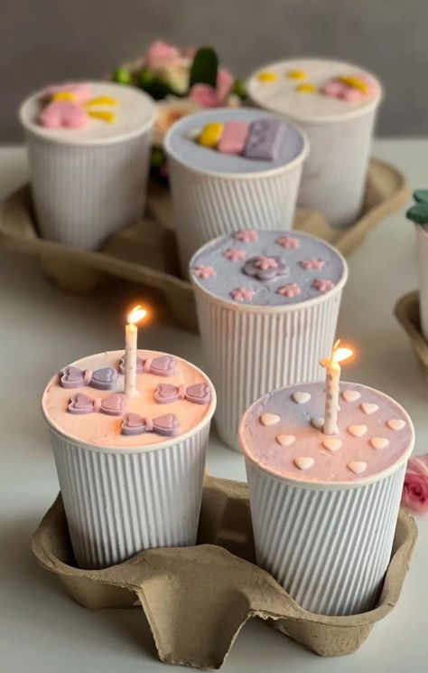 Cake In Cups Ideas Korean, Malibu Food, Types Of Cake Flavors, Cake Hamper, Bakery Photography, Bake Sale Packaging, Korean Cake, Cake In A Jar, Funny Birthday Cakes