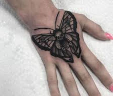 Deathhead Moth Tattoo, Moth Hand Tattoo, Tattoos For Women Hand, Big Cover Up Tattoos, Deathhead Moth, Cover Up Tattoos For Women, Tattoos Hand, Tattoo On Hand, Hand Tats