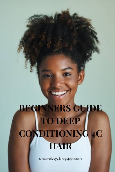 Deep conditioning 4C hair is a very crucial step in helping to moisturize the hair. Learn the steps involved in deep conditioning your natural hair and watch those curls become easier to manage. https://sincerelyvyy.blogspot.com/2021/01/beginners-guide-to-deep-conditioning-4c.html How To Deep Condition, 4c Natural, 4c Natural Hair, 4c Hair, Going Natural, Deep Conditioning, Natural Hair Tips, Deep Conditioner, 4c Hairstyles