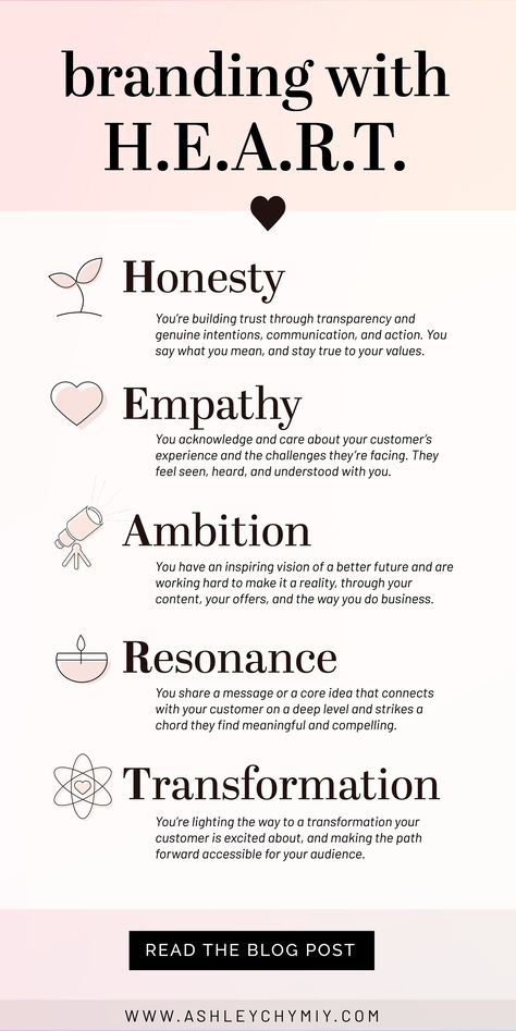 Brand your Business with HEART | On the blog, read about how to apply these 5 essentials to your brand! I'm sharing examples, tips, and strategies you can use to connect on a heart level with your customers. Learn more about brand strategy, selling online, marketing tips, content planning, business mindset, and more for solopreneurs and heart-centered thought leaders Marketing Strategy Examples, Brand Marketing Strategy, Brand Your Business, Startup Business Plan, Branding Strategy, Planning Business, Business Marketing Plan, Online Logo Design, Business Essentials