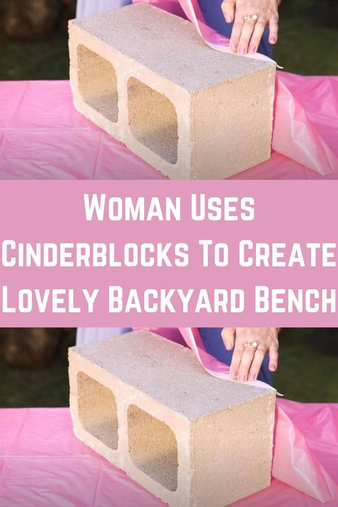 #Woman #Uses #Cinderblocks To #Create #Lovely #Backyard #Bench Small Bench Seat, Yard Benches, Cinder Block Furniture, Diy Bench Seat, Cinder Block Bench, Garden Sitting Areas, Diy Outdoor Seating, Garden Bench Diy, Cinder Block Garden