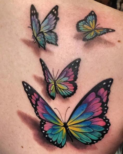 101 Best 3d Butterfly Tattoo Ideas You'll Have To See To Believe! - Outsons 3 D Butterfly Tattoo, Realistic Butterfly Tattoo Designs, Butterflies Flying Tattoo, Colourful Butterfly Tattoo, Flying Butterfly Tattoo, Cat Outline Tattoo, Realistic Butterfly Tattoo, Monarch Butterfly Tattoo, Colorful Butterfly Tattoo