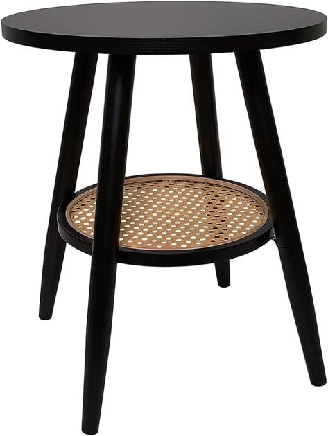 Rattan Shelf, Coffee Side Table, Black Rattan, Round End Table, Living Room Side Table, Round Side Table, Indoor Furniture, Round Table, Guest Bedroom