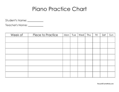 Piano Practice Sheet, Piano Practice Chart Printables Free, Piano Interval Worksheets, Music Practice Chart, Practice Charts For Piano, Piano Theory Worksheets, Beginner Piano Theory Worksheets, Piano Practice Chart, Piano Worksheets