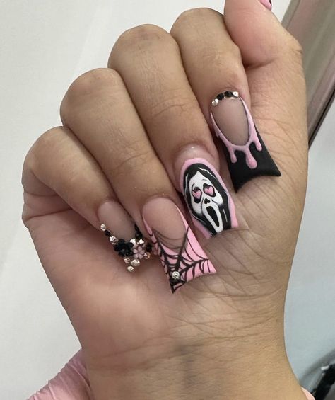 Halloween Nails Duckies, Halloween Duckies Nails, Duck Nails Halloween, Fall Duck Nail Designs, Halloween Nails Duck, Duck Halloween Nails, Spooky Season Nails Acrylic, Fall Duck Nails, Halloween Duck Nails