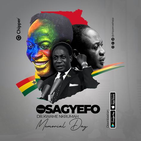 Dr. Kwame Nkrumah memorial Day Kwame Nkrumah Memorial Day, Dr Kwame Nkrumah, Kwame Nkrumah, Ancient Paper, Graphic Design Inspiration Poster, Inspiration Poster, Football Pitch, Clothing Brand Logos, Party Flyers