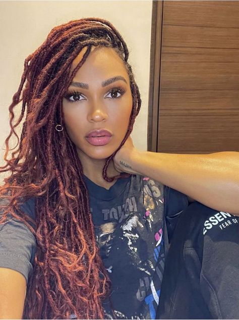 Megan Good, Faux Loc, Meagan Good, Faux Locs Hairstyles, Dreadlock Hairstyles, Locs Hairstyles, Twist Braids, Faux Locs, Afro Hairstyles