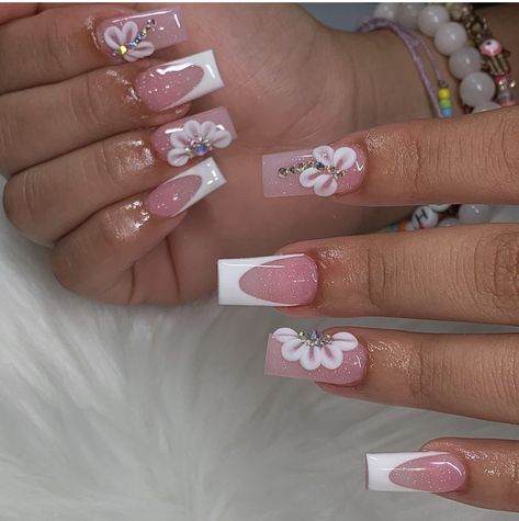 Nail Ideas With Flowers, Nails Tropical, Short Nail Ideas, Mickey Nails, Aqua Nails, Almond Acrylic, Tropical Nails, Acrylic Nail Set, Short Square Nails