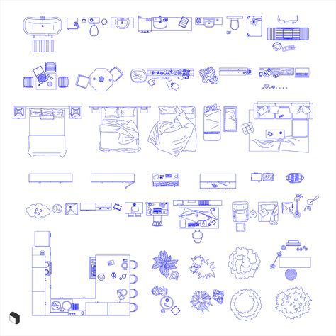 Cad House Furniture Top View – Toffu Co Bedroom Top View, Top View Furniture, Furniture Top View, Bed Vector, Bathroom Balcony, Drawing Furniture, Section Drawing, Plans Architecture, Living Room Setup