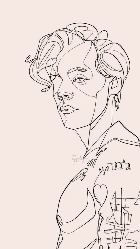 Harry Styles Lineart, Harry Styles Line Drawing, Harry Styles Dibujo, Harry Styles Drawing, Harry Styles Wallpaper, Heart Drawing, Small Drawings, Portrait Sketches, Abstract Line Art