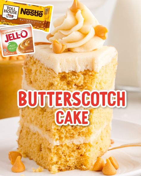 Butterscotch cake is an irresistible layer cake that’s perfect for any special occasion. With its light and airy texture, rich buttery flavor, and delightful sweetness, the cake is made with a boxed cake mix, and it couldn’t be easier to whip up. Easy Butterscotch Cake, Butterscotch Pound Cake, Butterscotch Cake Designs, Butterscotch Pudding Cake, Butter Scotch Cake, Butterscotch Cake Recipe, Butterbeer Cake, Butterscotch Desserts, Autumn Cooking