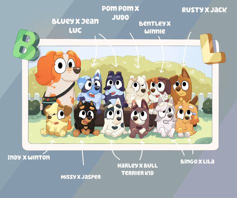 Bluey Future Family, Bingo Pictures, Bluey Bluey, Bluey Stuff, Bingo Funny, Pinterest Diy Crafts, Funny Cartoon Gifs, Cute Animal Drawings Kawaii, Cute Cartoon Characters