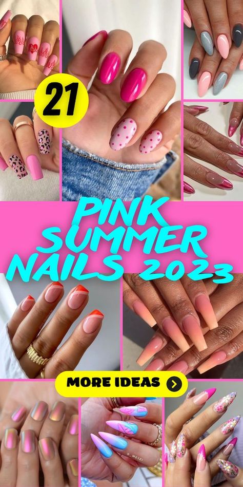 Celebrate summer with our collection of hot pink summer nails. These bold and beautiful nail designs are perfect for adding a pop of color to your warm-weather wardrobe. Choose from simple, trendy, or cute designs that capture the essence of summer and make your nails stand out in the sunshine. Make a Bold Statement with Sizzling and Vibrant Pink Nail Colors! Hot Pink Nail Designs Summer, Hot Pink Summer Nails Designs, Pink Nail Color Ideas, Nail Designs Summer Pink, Hot Summer Nails 2023, Hot Pink Nails With Design Summer, Fabulous Nails Summer, Bright Pink Summer Nails, Cute Hot Pink Nails