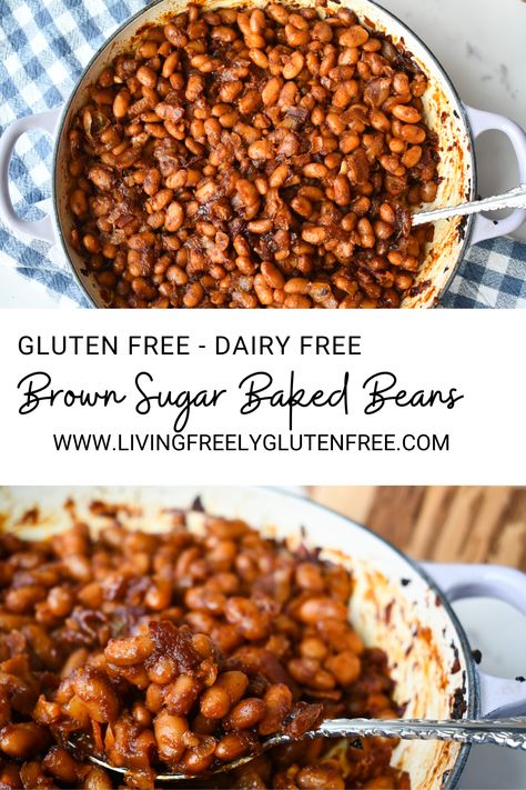 Gluten Free Baked Beans Crock Pot, Sugar Free Baked Beans Recipe, Gluten Free Baked Beans, Gluten Free Pasta Bake, Gluten Free Side Dish, Southern Baked Beans, Gluten Free Side, Brown Sugar Sauce, Baked Beans Crock Pot