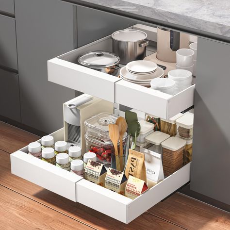 PRICES MAY VARY. 【Smooth and Quiet Sliding】Pull out cabinet organizer smoothly slide out to extension providing easy access to the back of the drawer, optimizing your cabinet space and staying organized，The size is 16.9"(43 CM) Deep x 2.7 "(7 CM) Height, the max size can be extendable: 11.9" ~ 19" (30 ~ 48 CM) Wide. 【Strong Bearing Capacity】 Cabinet pull out shelves made of premium carbon steel with black powder finish，Using a unique design with damping guide rail system. Its stability makes it Sliding Storage Shelves, Pull Out Pantry Organization, Baking Cabinet Organization, Slide Out Pantry Shelves, Organizing Kitchen Cabinets, Baking Cabinet, Under Cabinet Drawers, Corner Cabinet Organization, Slide Out Pantry