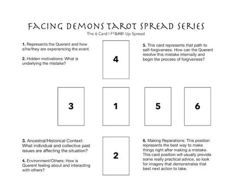 Facing Demons: A tarot spread series for deep psychological work - Little Red Tarot Facing Demons, Tarot Card Layouts, Tarot Reading Spreads, Tarot Interpretation, Card Meanings, Tarot Cards For Beginners, Tarot Card Spreads, Tarot Book, Tarot Tips