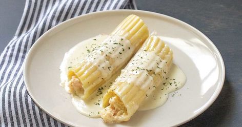 I thought you would enjoy this Seafood Manicotti Recipe, Pasta Manicotti, Manicotti Recipe, Stuffed Pasta, Food Contest, Alfredo Recipe, Bay House, Pasta Noodles, Sea Food