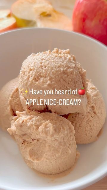 Emily x Levi on Instagram: "✨🍎APPLE NICE-CREAM ⭐️Here’s how you can make it: 3 small apples, sliced 1 can coconut cream 2 tsp apple pie spice 1/4 raw honey or maple syrup Blend all your ingredients together, freeze in an ice tray then blend again. Top with a sprinkle of coconut palm sugar or crushed graham cracker (optional). #apple #icecream #appleicecream #nicecream #applelover #easyrecipes #healthyicecream" Apple Ice Cream, Low Cal Dessert, Creami Recipes, Yogurt Bites, Coconut Palm Sugar, Apple Pie Spice, Palm Sugar, Healthy Ice Cream, Coconut Palm