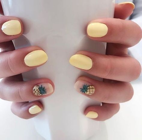 Nails design, nail art, nail ideas, summer nails, gel nails. Pineapple Nails, Summer Nails Colors Designs, Yellow Nail Art, Yellow Nails Design, Yellow Nail, Short Coffin Nails, Cute Nail Art Designs, Super Nails, Round Nails