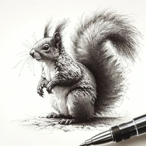 Sketch Squirrel, Squirrel Sketch, Animals Sketch, Squirrel Tattoo, Dragon Light, Animal Sketch, Squirrel Art, Tiger Tattoo Design, Pencil Drawings Of Animals