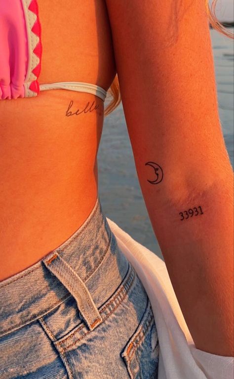 Number Tattoo Ideas Design, 3 Numbers Tattoo, Arm Number Tattoo, Rib Tattoo Aesthetic, Moon Quotes Tattoo, Tiny Tattoos On Arm, Number Plate Tattoo, Cursive Numbers Tattoo, Arm Tiny Tattoo