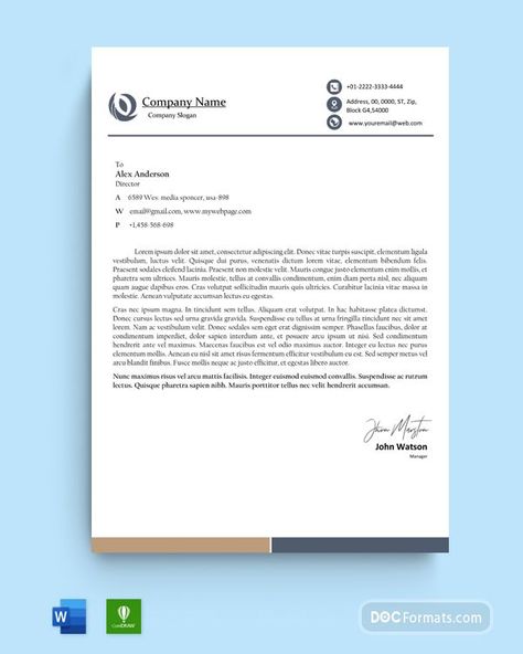 Free Letterhead Template Word, Professional Letterhead Template, Letterhead Template Word, Free Letterhead Templates, Professional Letterhead, Business Letterhead, Church Interior Design, Success In Business, Name Blocks